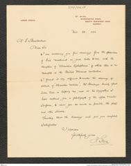 Nachlass Franz Steindachner, Brief von James Green an Franz Steindachner (28.11.1911), Inv.Nr. 176.04, Seite 1
